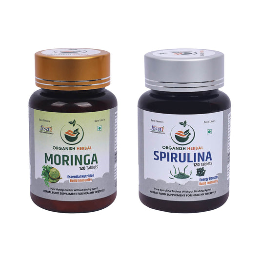 Spirulina + Moringa Tab Supplement For Men & Women-(Pack of 120 Tab) New